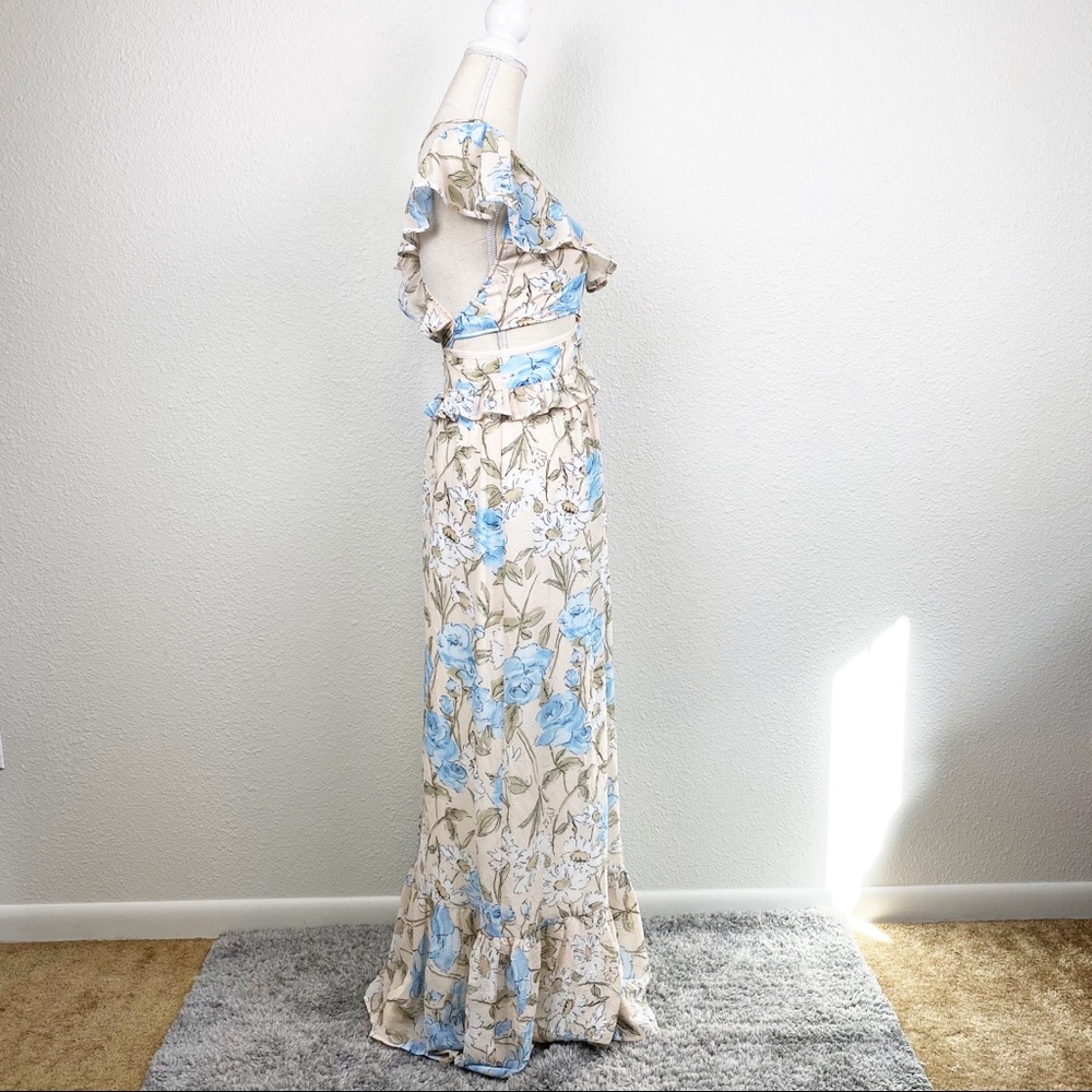 For Love & Lemons Cadence Maxi Dress Ruffle Floral - Picture 5 of 16